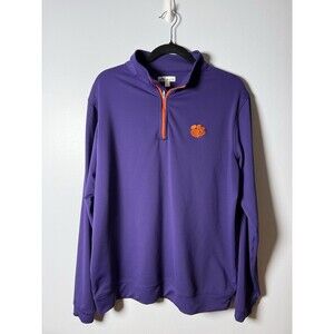 Peter Millar Clemson Tigers 1/4 Zip Men’s Purple Pullover Size Medium Embroidery
